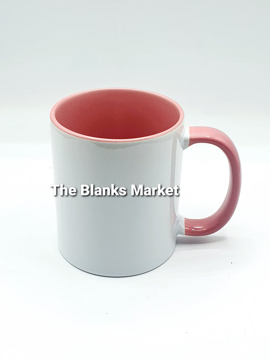 11oz mug with pink handle and inner