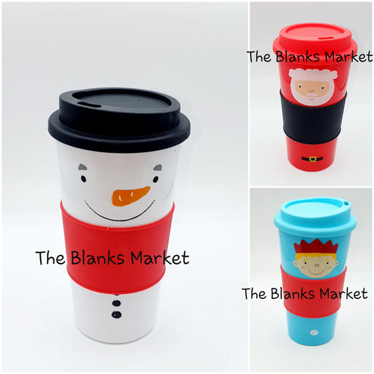 CHRISTMAS DESIGN REUSABLE SCREW TOP TRAVEL CUP