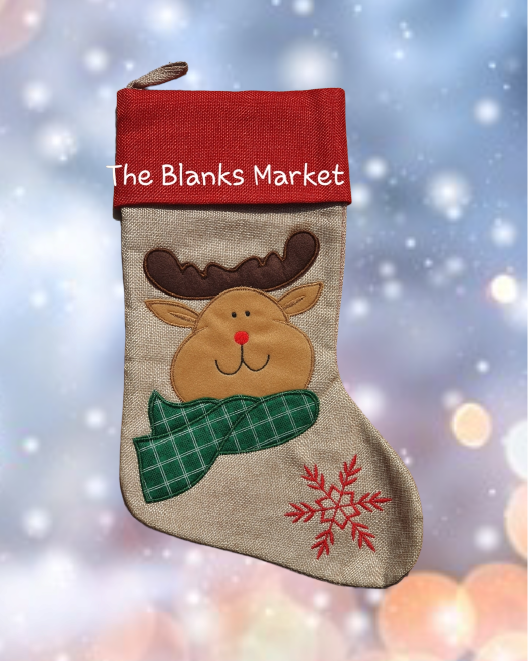 DELUXE PLUSH HESSIAN EFFECT CHRISTMAS STOCKING 40CM X 25CM
