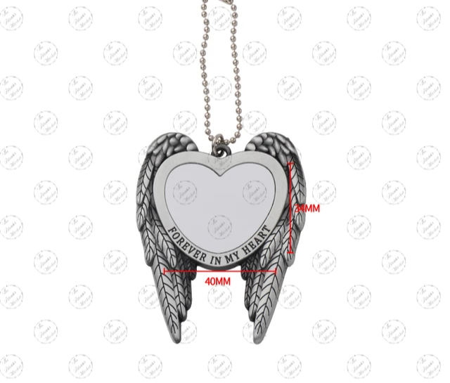 Sublimaiton Forever in My Heart angel wing car ornaments