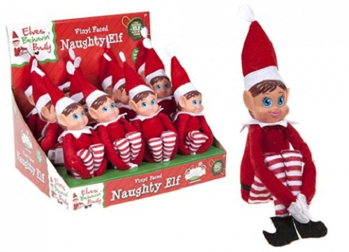 Christmas Girl Elf 12" Plush Long Leg Sitting Elf with Velcro Hands
