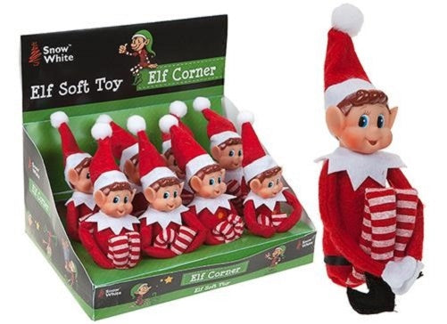 Christmas Elf Boy 40cm Plush Long Leg Sitting Elf with Velcro Hands