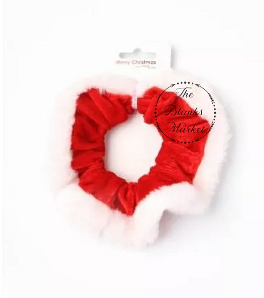 Bright red velvet Christmas scrunchie