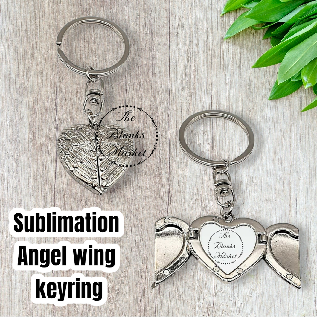 Angel wing locket keychain