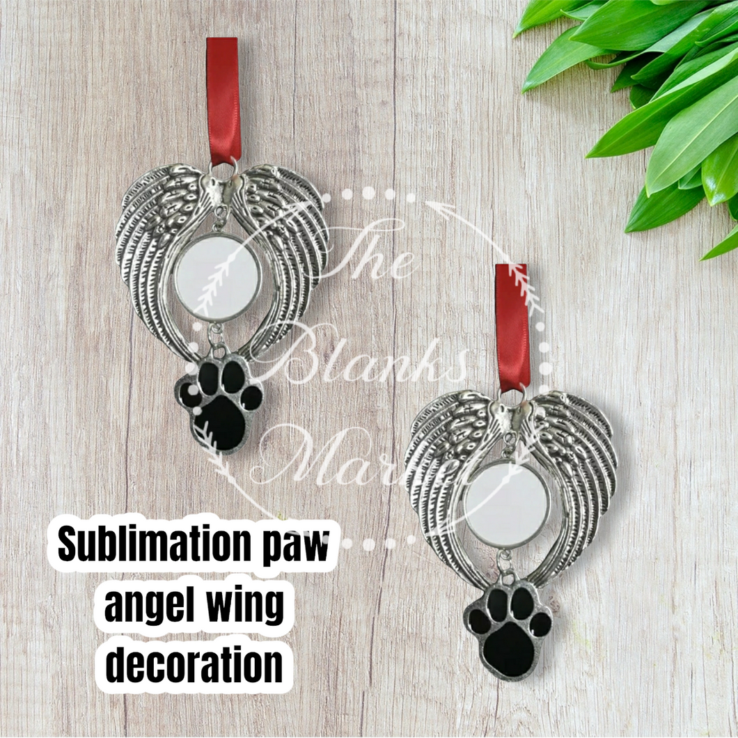 Sublimation angel wing ornament with dog paw