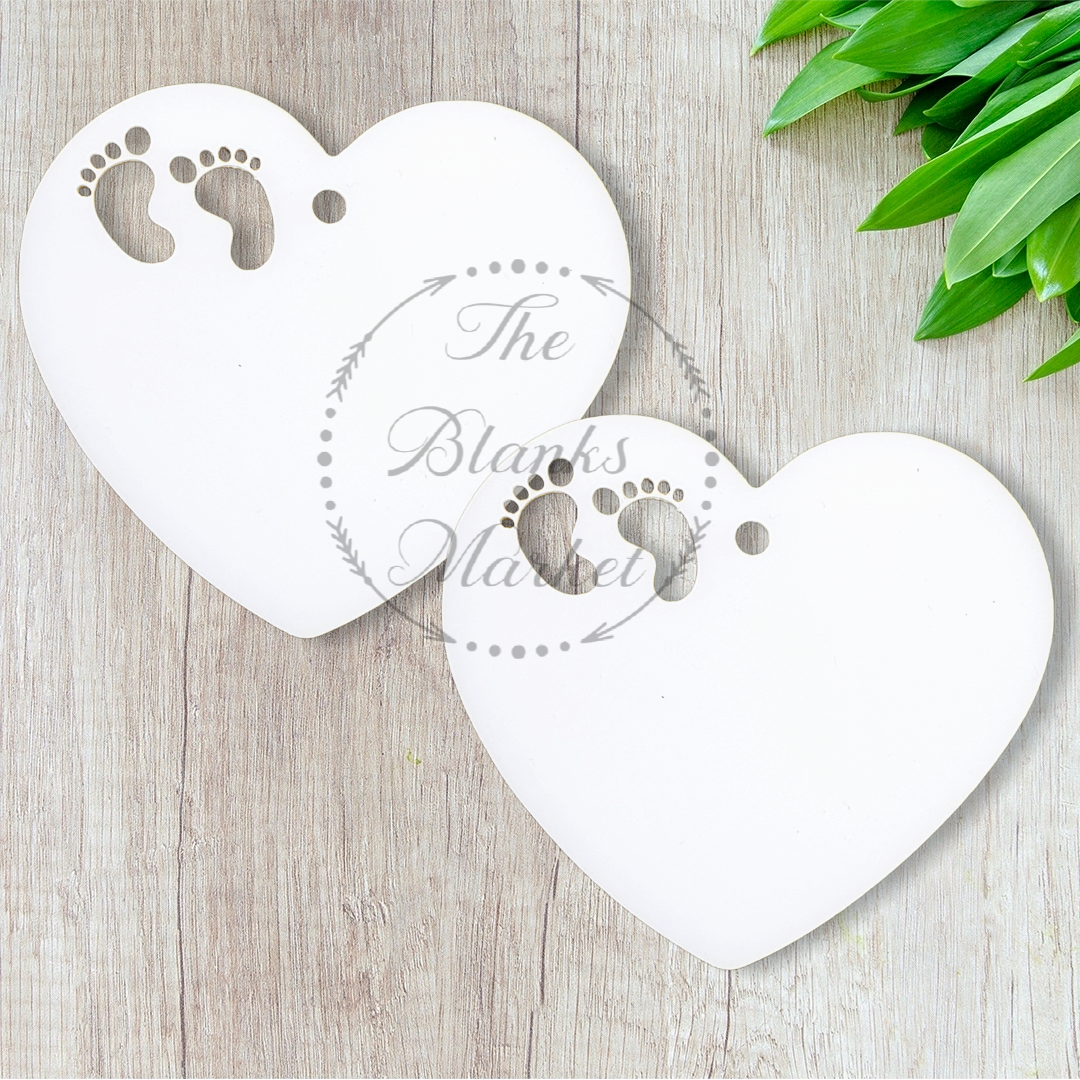 Baby feet heart bauble small