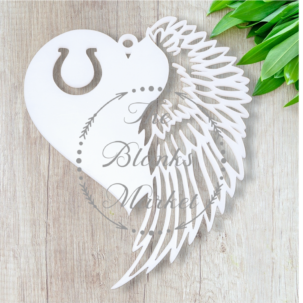 Horse shoe heart angel wing bauble