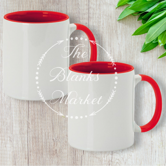 11oz sublimation mug red handle and inner