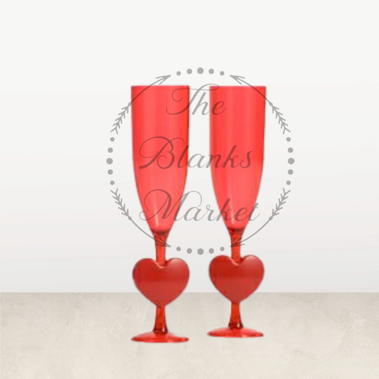 Valentine's Plastic Heart Flutes 2pk