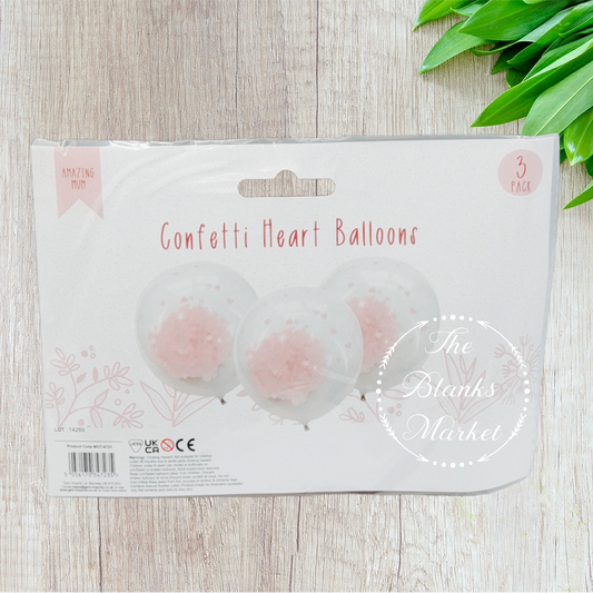 Mother's Day Confetti Heart Balloons 3pk