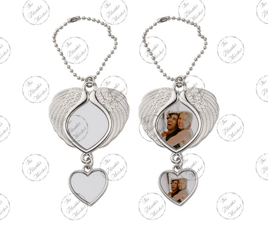 Sublimation hanging heart angel wings ornaments